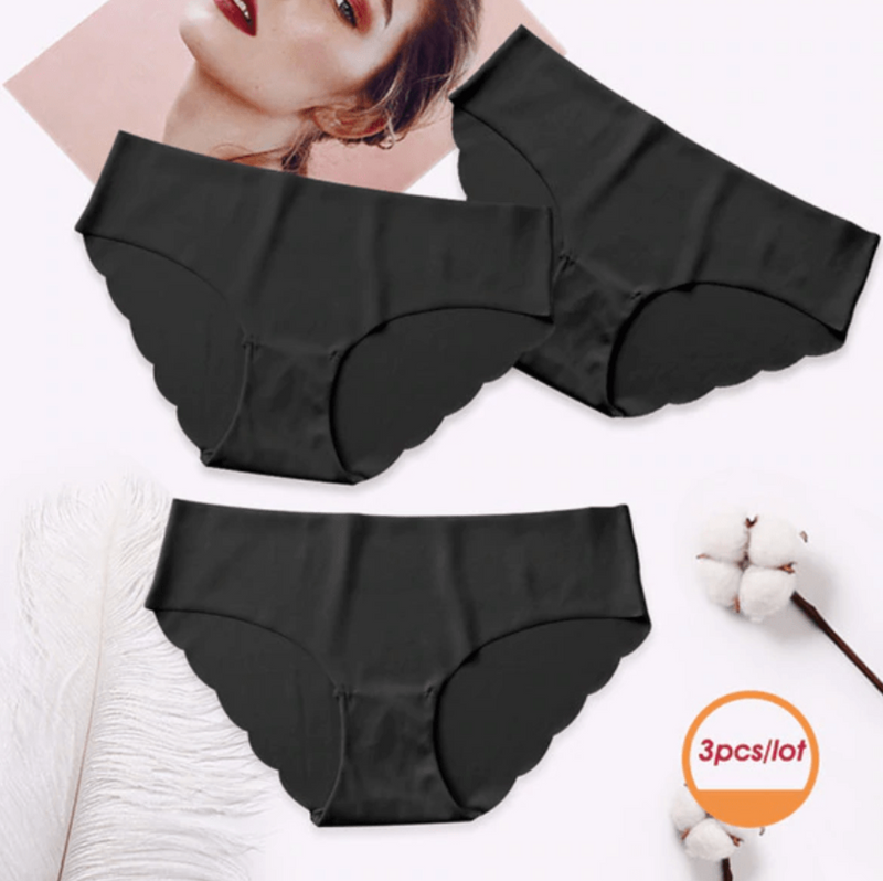 3Pcs/Lot Black Sexy Women's Seamless Underpants Cotton Panties